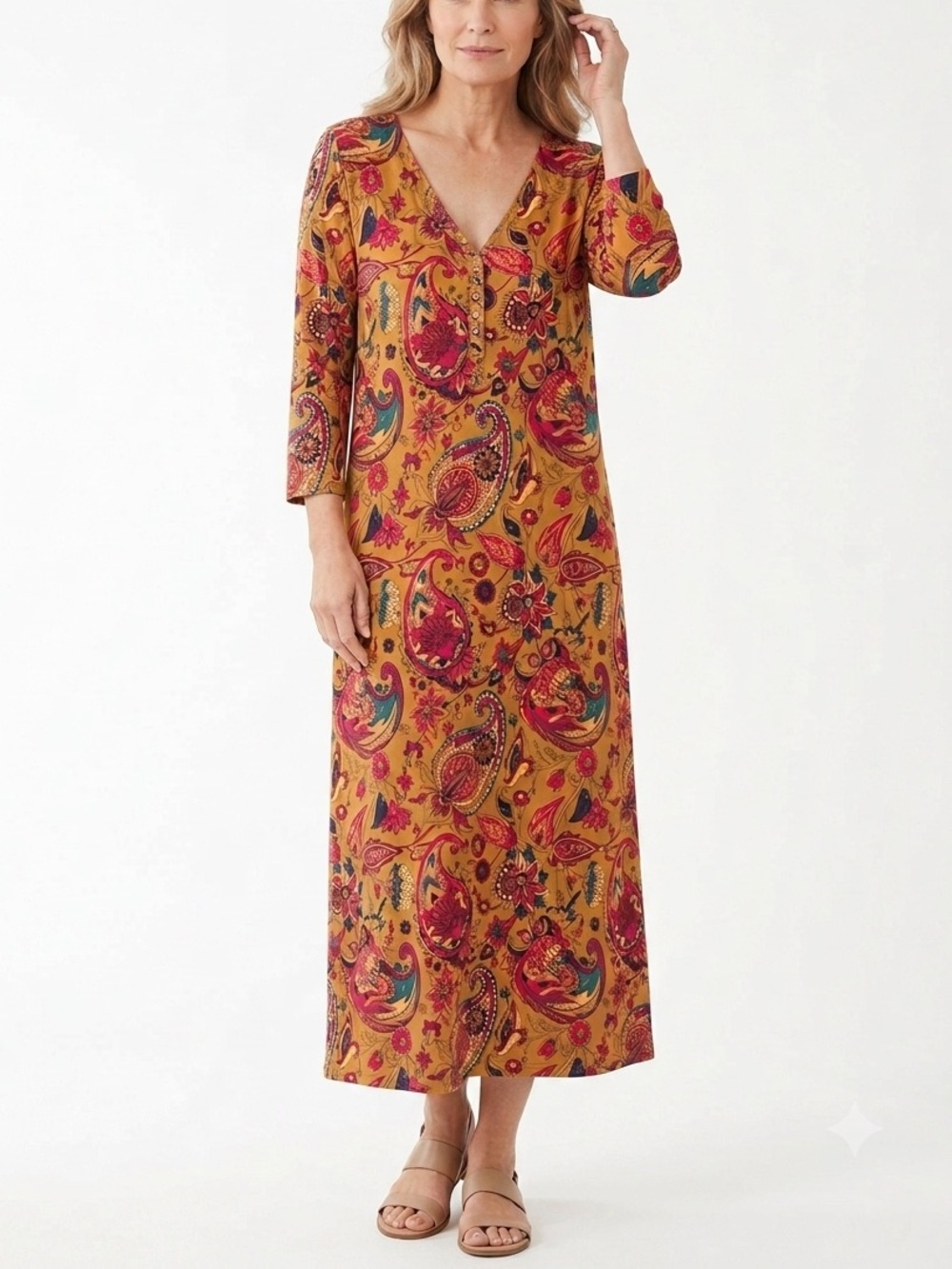 Soft Surroundings Paisley Colorful Maxi Dress Pockets 1X - Picture 1 of 14